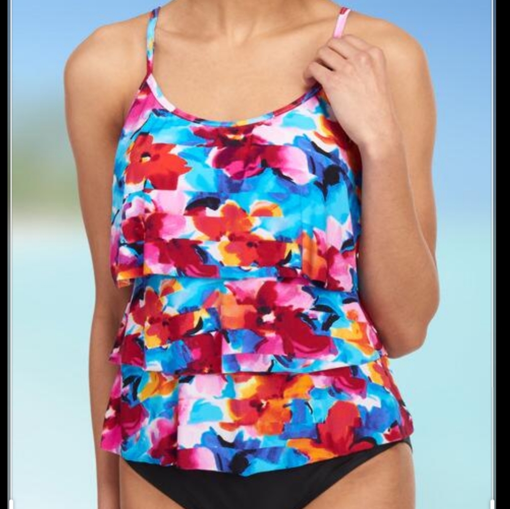 NWT American Beach Abstract Floral Tier Swimsuit 8